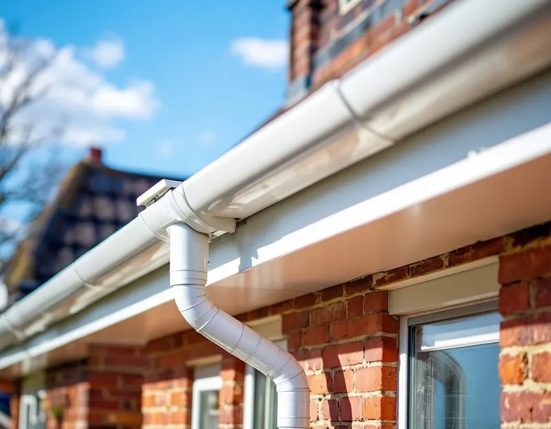 White UPVC guttering and downpipe